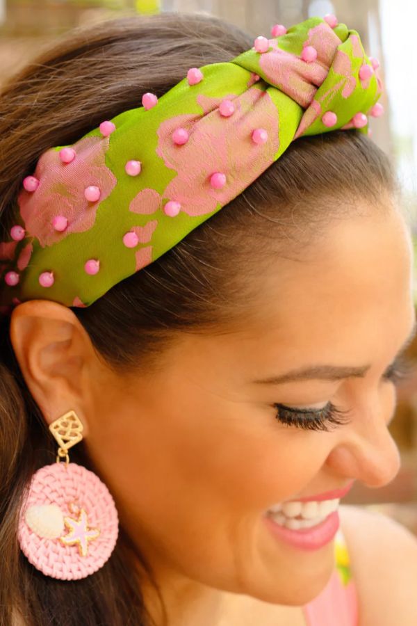 Lime and Rose Silk Headband