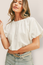 MB Love Letters Cropped Bubble Top- White