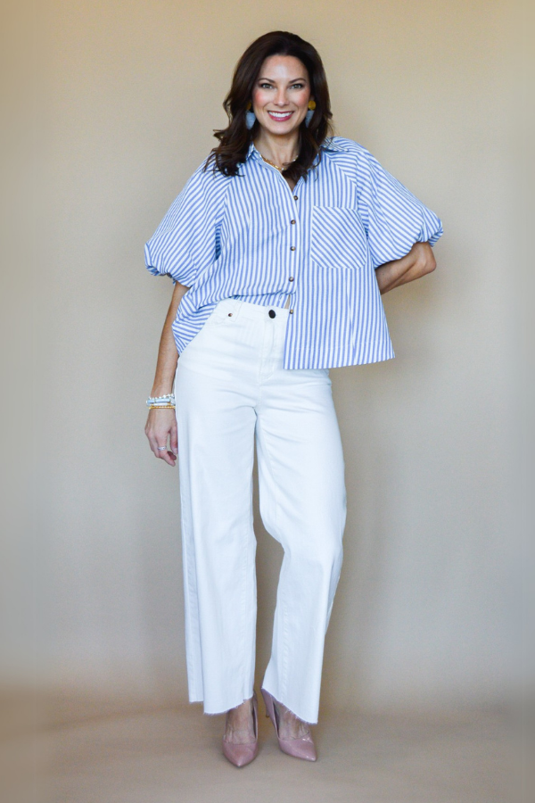 Skyline Stripe Button Down Top