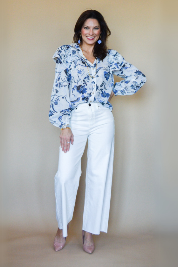 The Wide Glide Wide Leg Twill Pants- White