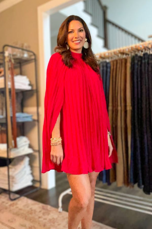 Lady in Red Cape Dress