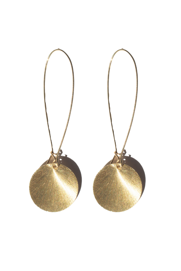 Gold Disc Dangle Earrings