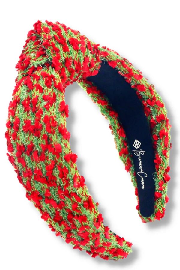 Green and Red Textured Woven Headband