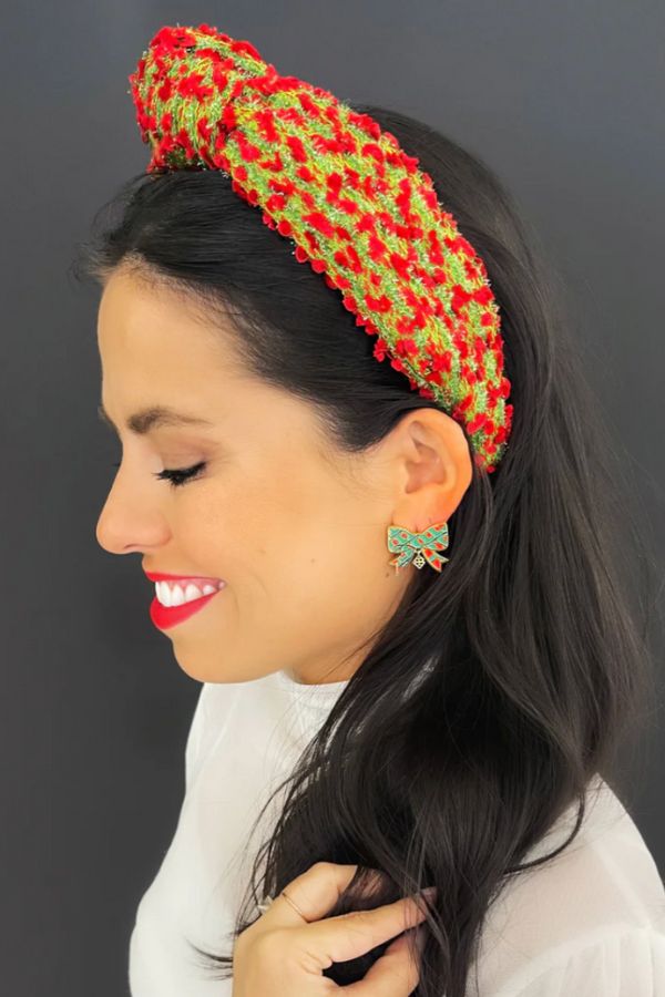 Green and Red Textured Woven Headband