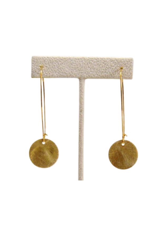 Gold Disc Dangle Earrings
