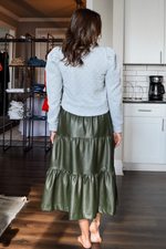 Olive Envy Faux Leather Midi Skirt