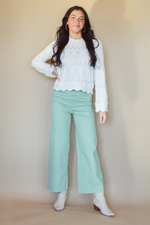 The Wide Glide Wide Leg Twill Pants- Sage