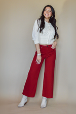 The Wide Glide Wide Leg Twill Pants- Red