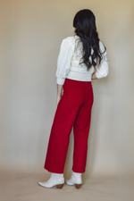 The Wide Glide Wide Leg Twill Pants- Red