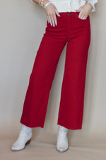 The Wide Glide Wide Leg Twill Pants- Red