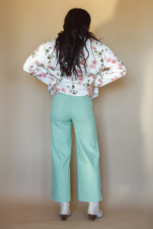 The Wide Glide Wide Leg Twill Pants- Sage