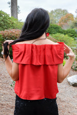 Bowtiful Bliss Off The Shoulder Top- Red