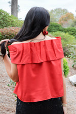 Bowtiful Bliss Off The Shoulder Top- Red