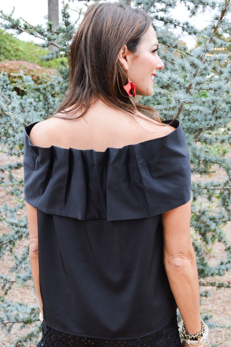 Bowtiful Bliss Off The Shoulder Top- Black