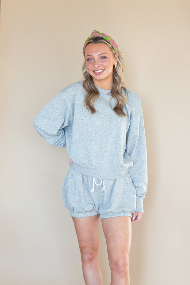 BubbleEase Knit Shorts- Heather Grey