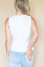 The Offset Button Down Sleeveless Top