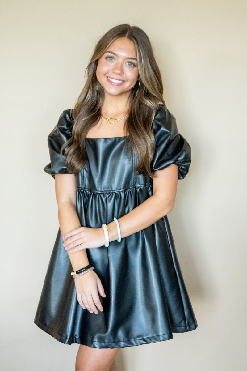 Back in Black Vegan Leather Dress