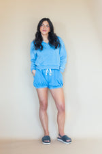 BubbleEase Knit Shorts- Blue