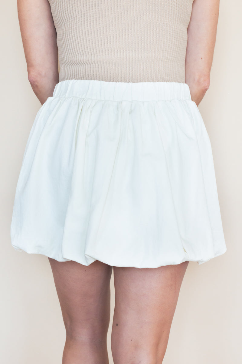 Twist and Puff Mini Bubble Skirt- Cream