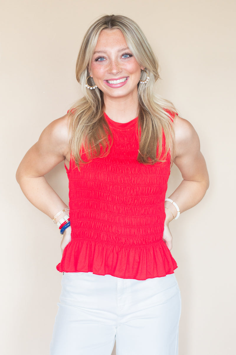 All American Flare Sleeveless Peplum Top