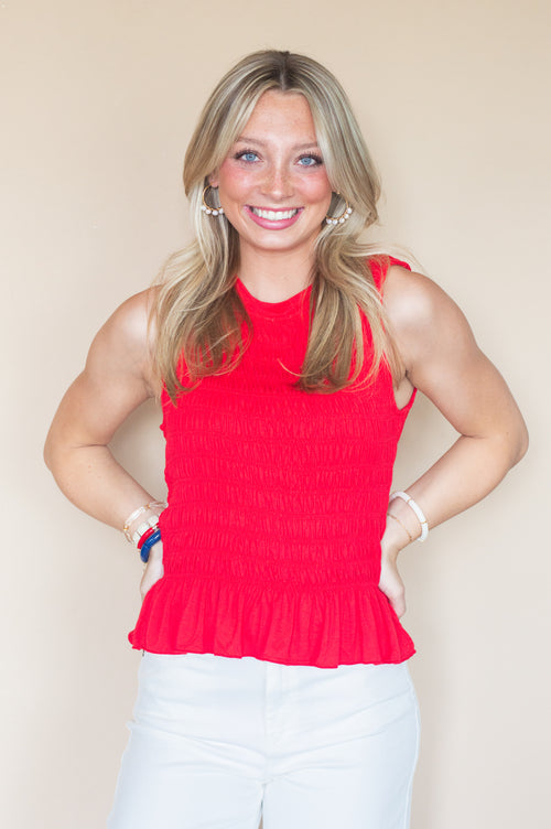 All American Flare Sleeveless Peplum Top