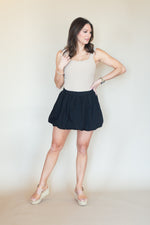 Twist and Puff Mini Bubble Skirt- Black