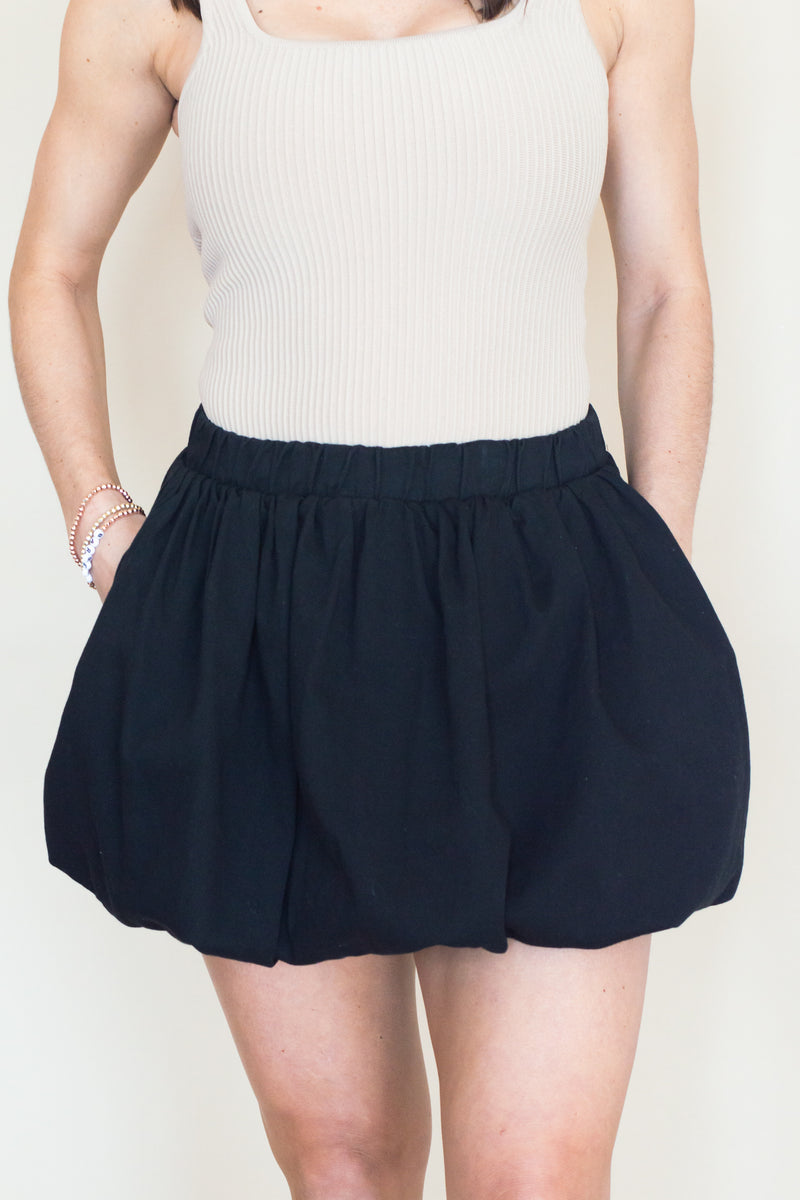 Twist and Puff Mini Bubble Skirt- Black