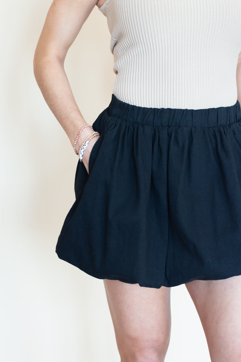 Twist and Puff Mini Bubble Skirt- Black