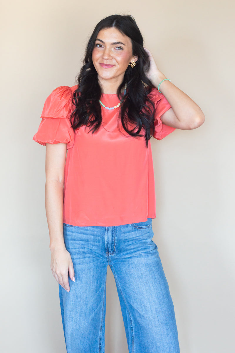 Summer Sorbet Bubble Sleeve Top