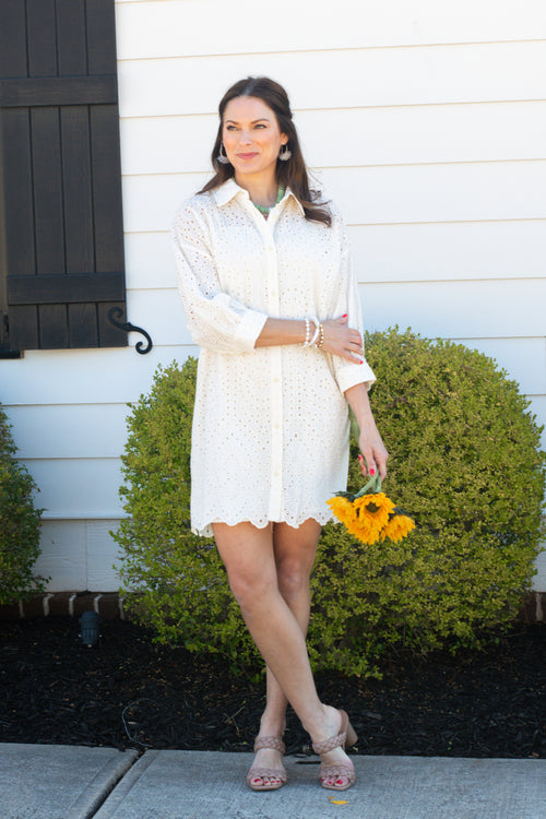 Out and About Eyelet Dress