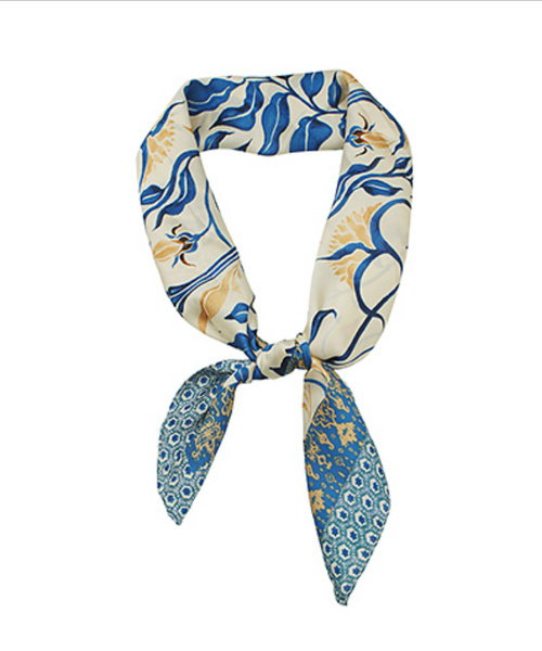 Blue Floral Bandana Scarf
