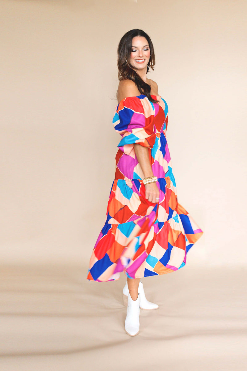 Choosing Happiness Colorful Midi Dress