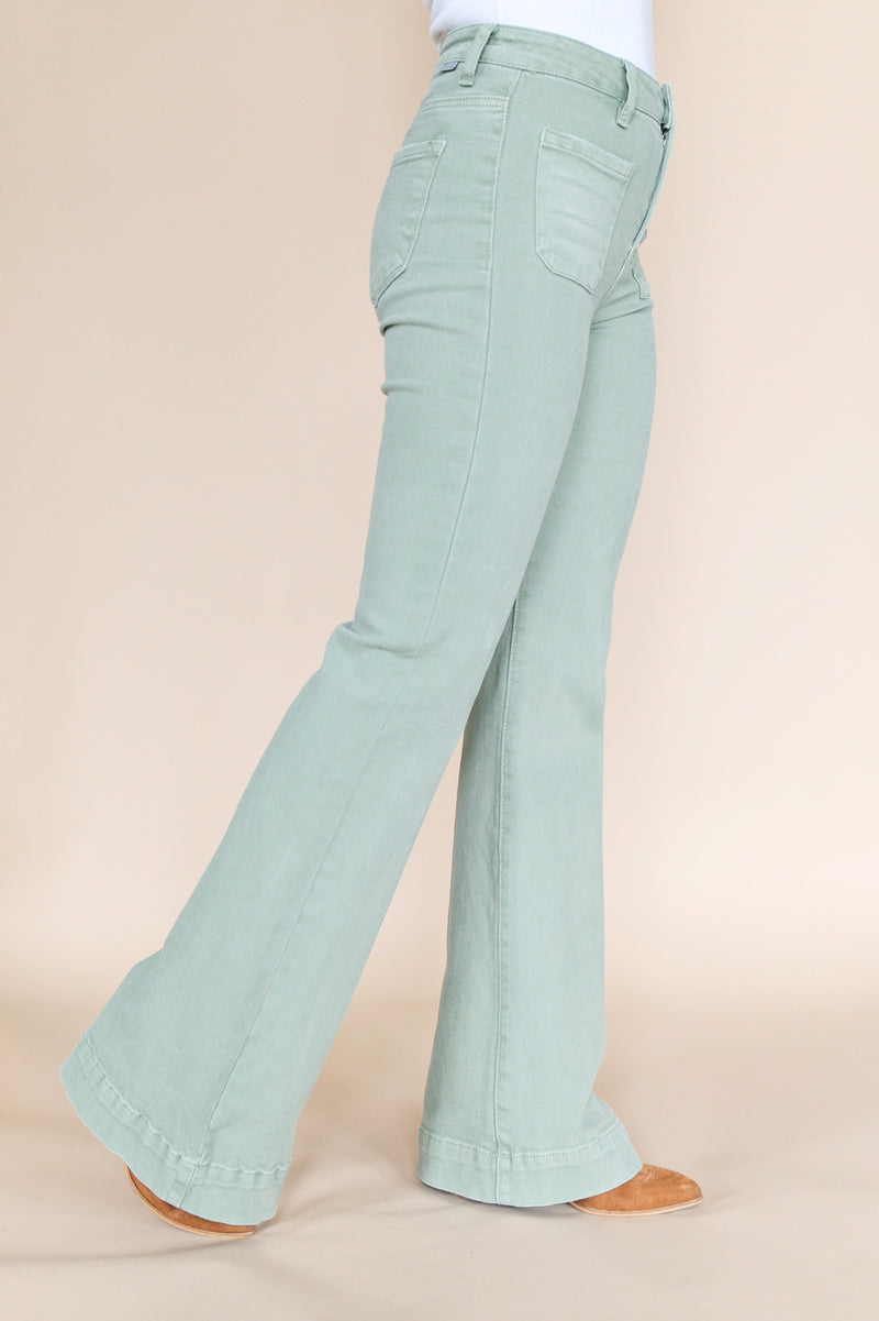 All I've Ever Wanted Patch Pocket Jeans- sage
