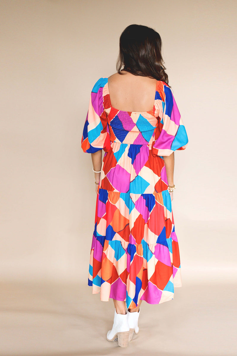 Choosing Happiness Colorful Midi Dress